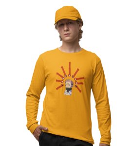 Printed Itadori Anime Cotton Yellow Full Sleeves Tshirt For Mens and Boys