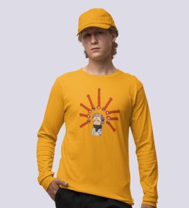 Printed Itadori Anime Cotton Yellow Full Sleeves Tshirt For Mens and Boys