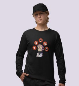 Itadori's Five Faces Cotton Black Full Sleeves Tshirt For Mens and Boys