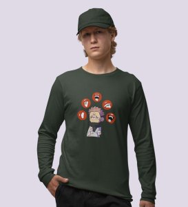 Itadori's Five Faces Cotton Green Full Sleeves Tshirt For Mens and Boys