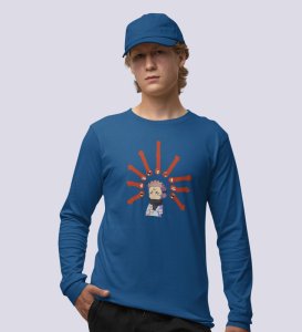Printed Anime Cotton Blue Full Sleeves Tshirt For Mens and Boys