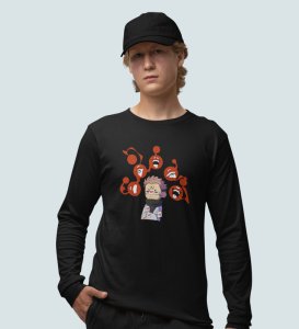 Five Faces Of Itadori Cotton Black Printed Full Sleeves Tshirt For Mens and Boys