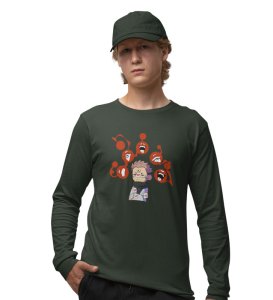 Five Faces Of Itadori Cotton Green Printed Full Sleeves Tshirt For Mens and Boys