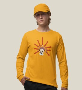 Five Faces Of Itadori Cotton Yellow Printed Full Sleeves Tshirt For Mens and Boys
