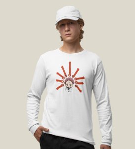 Nine Faced Itadori Cotton White Printed Full Sleeves Tshirt For Mens and Boys