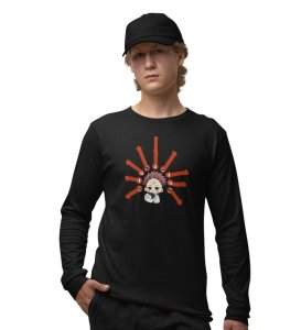 Nine Faced Anime Cotton Black Full Sleeves Tshirt For Mens and Boys