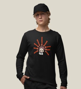 Nine Faced Anime Cotton Black Full Sleeves Tshirt For Mens and Boys