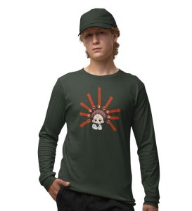 Nine Faced Anime Cotton Green Full Sleeves Tshirt For Mens and Boys