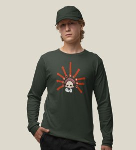 Nine Faced Anime Cotton Green Full Sleeves Tshirt For Mens and Boys