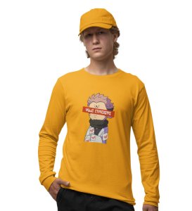 Itadori Two Faces, Printed Cotton Yellow Full Sleeves Tshirt For Mens and Boys