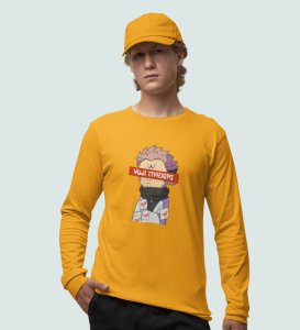 Itadori Two Faces, Printed Cotton Yellow Full Sleeves Tshirt For Mens and Boys