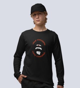 Monster Itadori, Printed Cotton Black Full Sleeves Tshirt For Mens and Boys