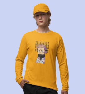 Monster Itadori, Printed Cotton Yellow Full Sleeves Tshirt For Mens and Boys