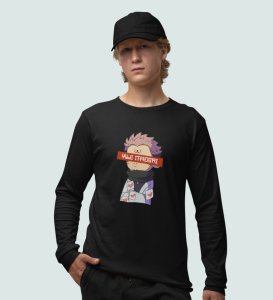 Yuji Itadori Printed Cotton Black Full Sleeves Tshirt For Mens and Boys