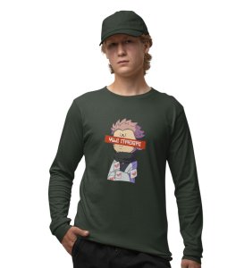 Yuji Itadori Printed Cotton Green Full Sleeves Tshirt For Mens and Boys