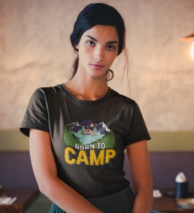 HopOfferThe Purpose Black Round Neck Cotton Half Sleeved Women's T-Shirt with Printed Graphics