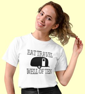 Well Often White Round Neck Cotton Half Sleeved Women's T-Shirt with Printed Graphics