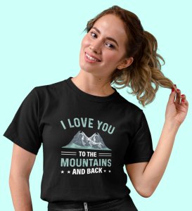 HopOfferI love you  Black Round Neck Cotton Half Sleeved Women's T-Shirt with Printed Graphics
