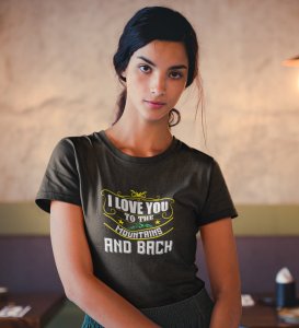 HopOfferTo The Mountains Black Round Neck Cotton Half Sleeved Women's T-Shirt with Printed Graphics