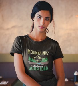 HopOfferGood Idea Black Round Neck Cotton Half Sleeved Women's T-Shirt with Printed Graphics