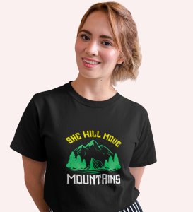 HopOfferHer Miracles Black Round Neck Cotton Half Sleeved Women's T-Shirt with Printed Graphics