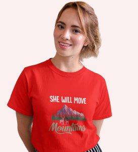 HopOfferHer Miracles Red Round Neck Cotton Half Sleeved Women's T-Shirt with Printed Graphics