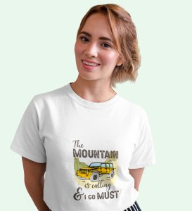 I Must Go White Round Neck Cotton Half Sleeved Women's T-Shirt with Printed Graphics