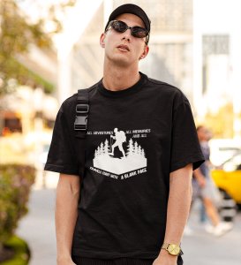 JD.TRENDS Start With The Blank Page Black Round Neck Cotton Half Sleeved Men's T-Shirt with Printed Graphics