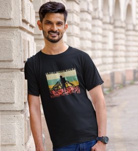 JD.TRENDS An Early Morning Black Round Neck Cotton Half Sleeved Men's T-Shirt with Printed Graphics