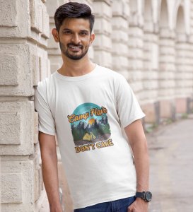 JD.TRENDS The Camp Hair White Round Neck Cotton Half Sleeved Men's T-Shirt with Printed Graphics