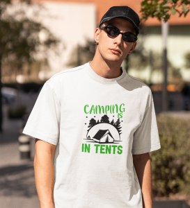 JD.TRENDS The Tents White Round Neck Cotton Half Sleeved Men's T-Shirt with Printed Graphics
