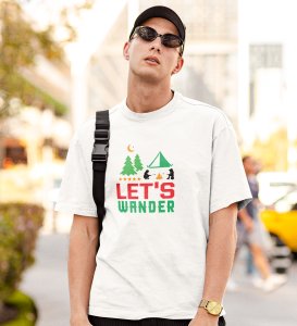 JD.TRENDS Let's Wander White Round Neck Cotton Half Sleeved Men's T-Shirt with Printed Graphics
