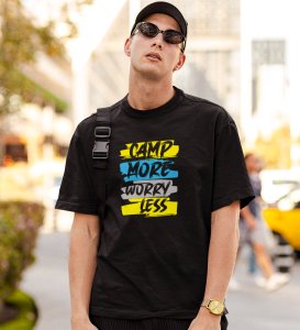 JD.TRENDS Camp More Black Round Neck Cotton Half Sleeved Men's T-Shirt with Printed Graphics