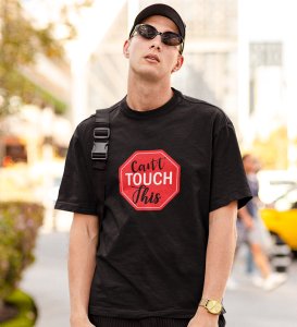JD.TRENDS Not Allowed Black Round Neck Cotton Half Sleeved Men's T-Shirt with Printed Graphics