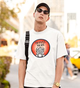 JD.TRENDS Travel More White Round Neck Cotton Half Sleeved Men's T-Shirt with Printed Graphics