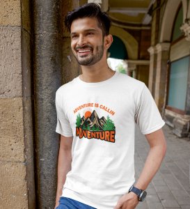 JD.TRENDS It's Callin White Round Neck Cotton Half Sleeved Men's T-Shirt with Printed Graphics