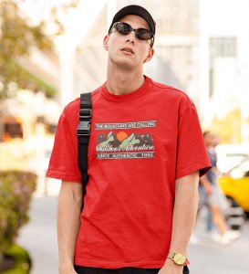 Outdoor adventure - Red Printed t-shirts - Clothes for travellers and riders -for mens - suitable for all kinds of Adventurous journey- best gifting item for friends and family.