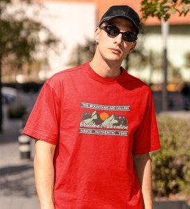 Outdoor adventure - Red Printed t-shirts - Clothes for travellers and riders -for mens - suitable for all kinds of Adventurous journey- best gifting item for friends and family.