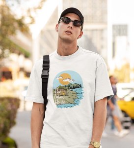 JD.TRENDS The Cabin House White Round Neck Cotton Half Sleeved Men's T-Shirt with Printed Graphics