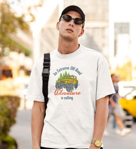 JD.TRENDS An Extreme Off Road White Round Neck Cotton Half Sleeved Men's T-Shirt with Printed Graphics
