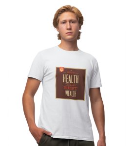 The Best Wealth  White Round Neck Cotton Half Sleeved Men's T-Shirt with Printed Graphics