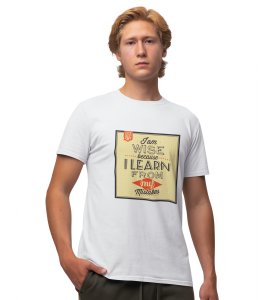 Mistakes White Round Neck Cotton Half Sleeved Men's T-Shirt with Printed Graphics