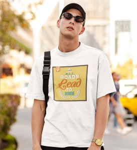 Lead To Home White Round Neck Cotton Half Sleeved Men's T-Shirt with Printed Graphics