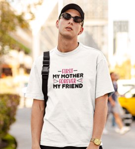 Forever My Friend White Round Neck Cotton Half Sleeved Men's T-Shirt with Printed Graphics
