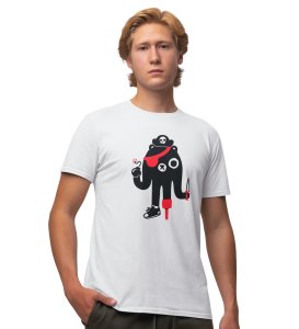 Cutest Pirate White Round Neck Cotton Half Sleeved Men's T-Shirt with Printed Graphics