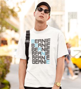 Bernie White Round Neck Cotton Half Sleeved Men's T-Shirt with Printed Graphics
