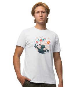 Bomb Illustration Art White Round Neck Cotton Half Sleeved Men's T-Shirt with Printed Graphics