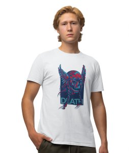 Angel Of Death White Round Neck Cotton Half Sleeved Men's T-Shirt with Printed Graphics