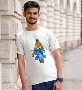 Pencil-The Monk White Round Neck Cotton Half Sleeved Men's T-Shirt with Printed Graphics
