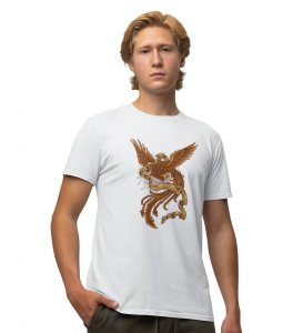 Phoenix- The Myth White Round Neck Cotton Half Sleeved Men's T-Shirt with Printed Graphics